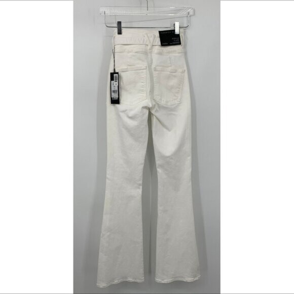 Veronica Beard Giselle flare extra high rise jeans white denim tie pants new 24 - Picture 4 of 6